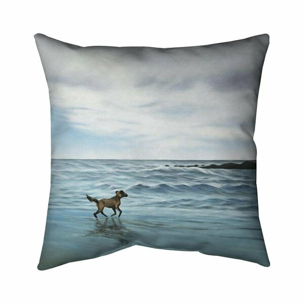 Fondo 26 x 26 in. Dog on the Beach-Double Sided Print Indoor Pillow FO2772751